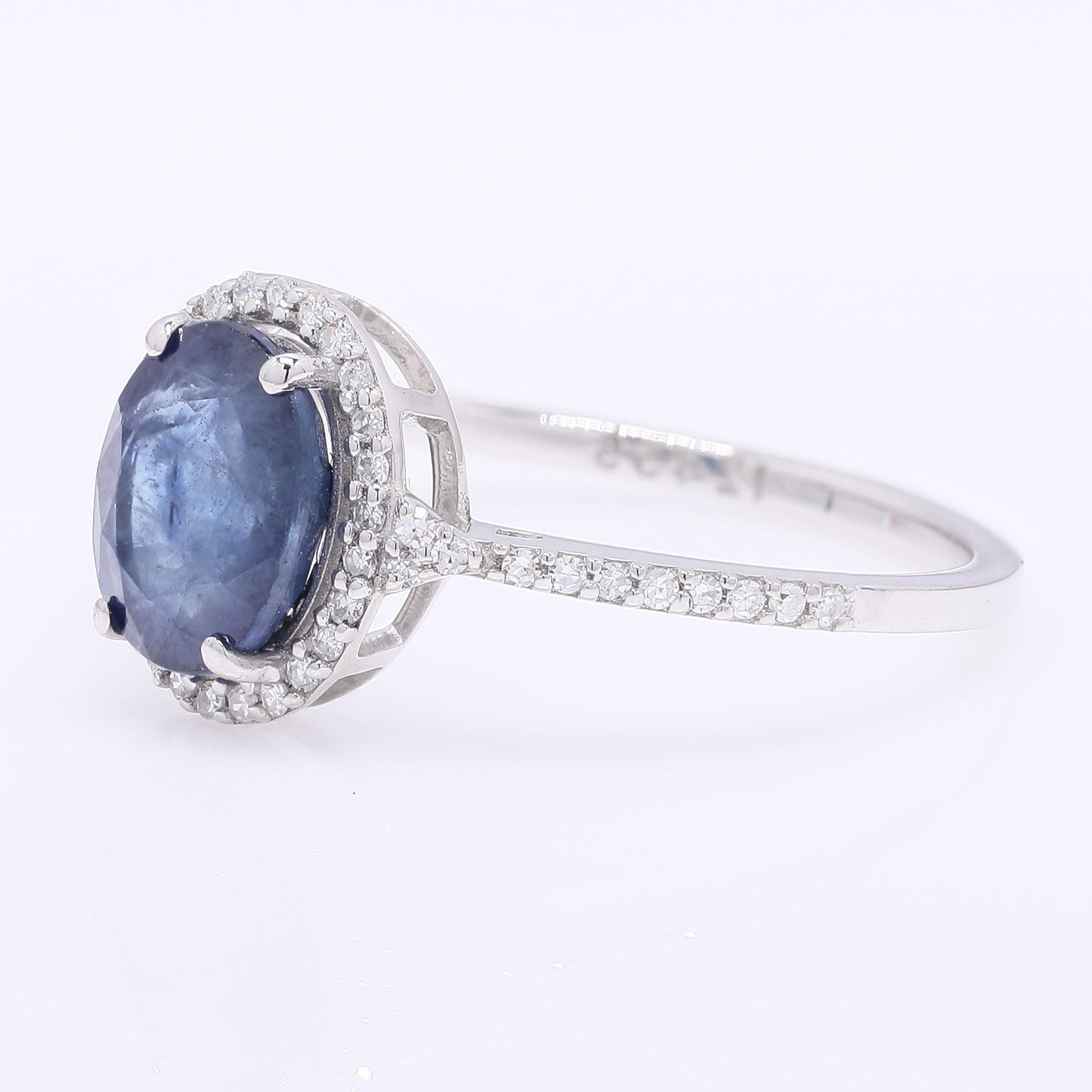 2.01 Ct Oval Cabochon Cut Natural Sapphire 950 Platinum Ring