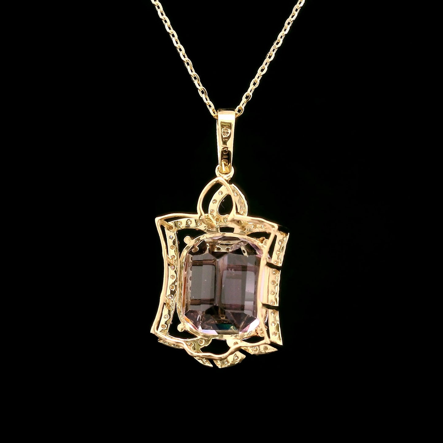 7.26 Ct Cushion Kunzite 14K Gold Pendant