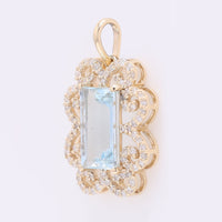 1.88 Ct Rectangle Step Cut Natural Aquamarine 14K Gold Pendant