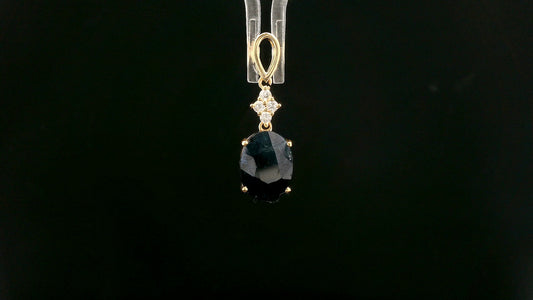 2.75 Ct Oval Mixed Cut Natural Corundum Sapphire 14K Gold Pendant