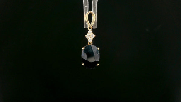 2.75 Ct Oval Mixed Cut Natural Corundum Sapphire 14K Gold Pendant