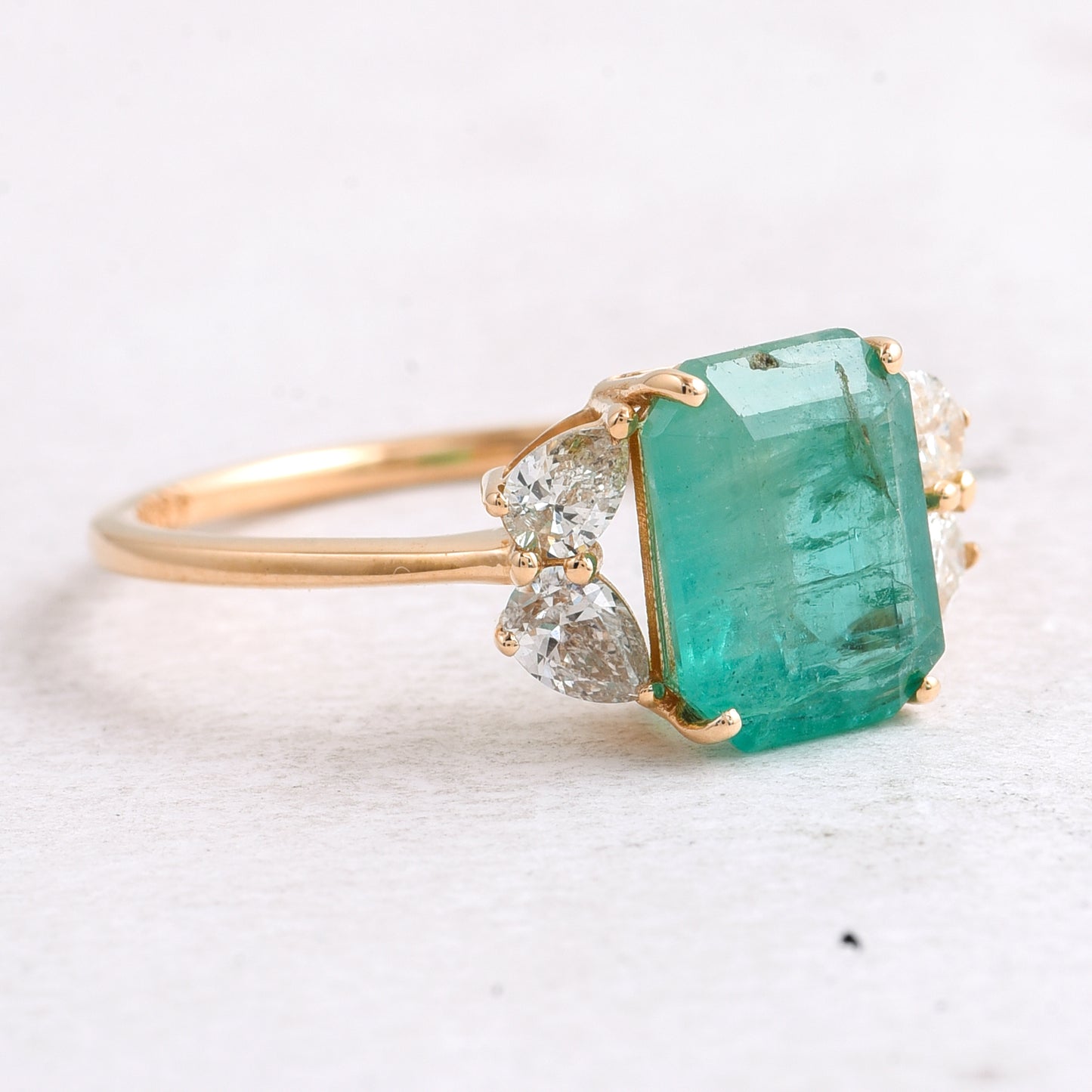 2.33 Ct Octagon Step Cut Natural Emerald 14K Gold Ring