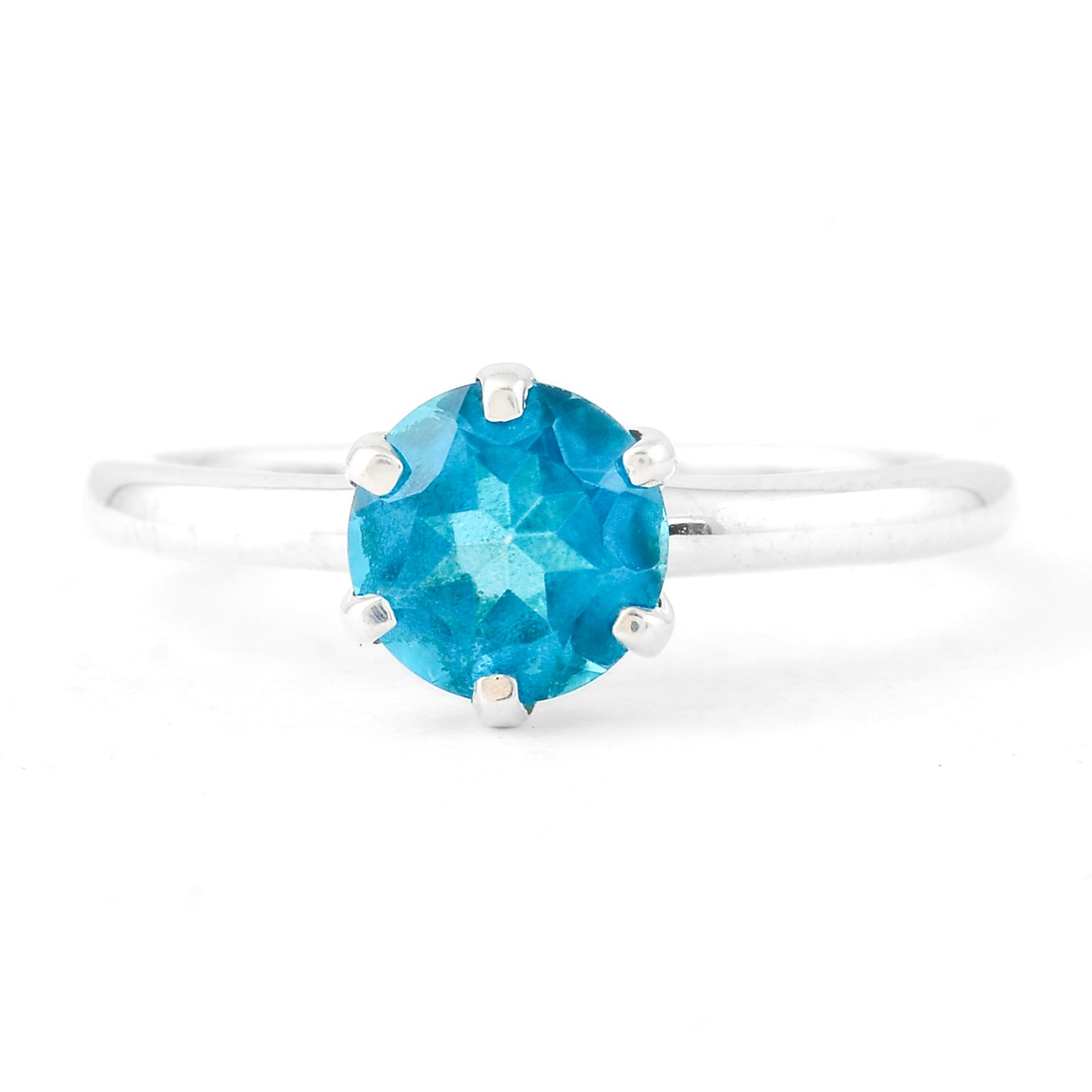 1.46 Ct Round Pariba Topaz, 925 Sterling Silver Ring