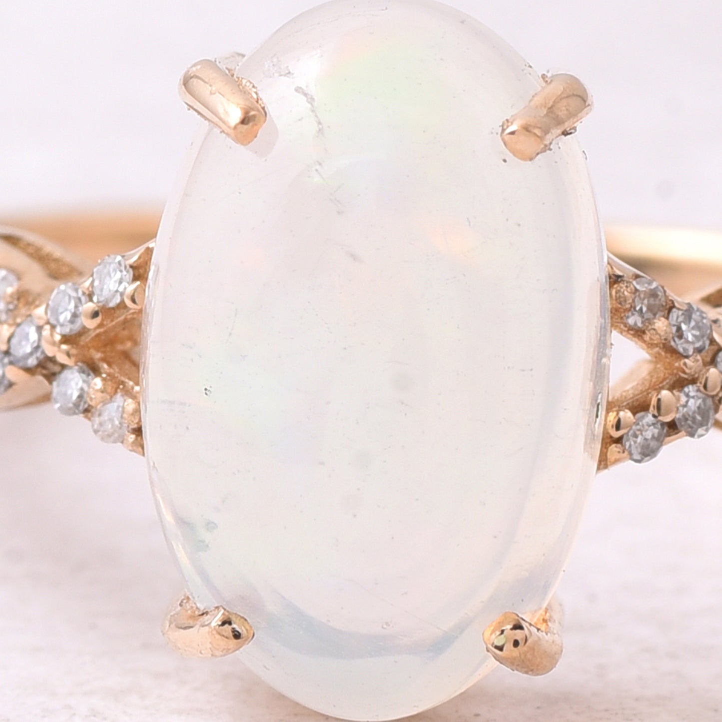 2.33 Ct Oval Cabochon Cut Natural Opal 14K Gold Ring