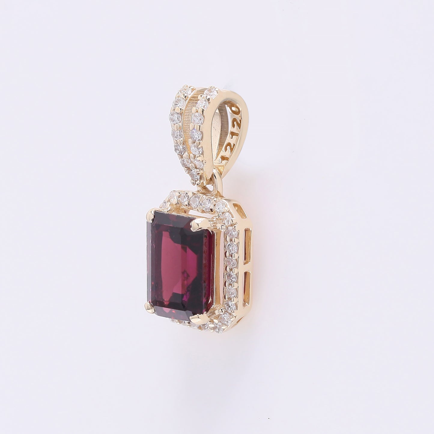 1.22 Ct Octagon Step Cut Natural Pink Tourmaline 14K Gold Pendant