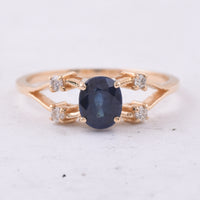 1.12 Ct Oval Natural Sapphire 14K Gold Ring