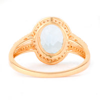 1.75 Ct Oval Mixed Cut Natural Aquamarine 14K Gold Ring
