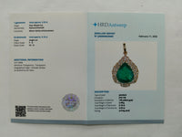 3.48 Ct Pear Mixed Cut Natural Emerald 14K Gold Pendant