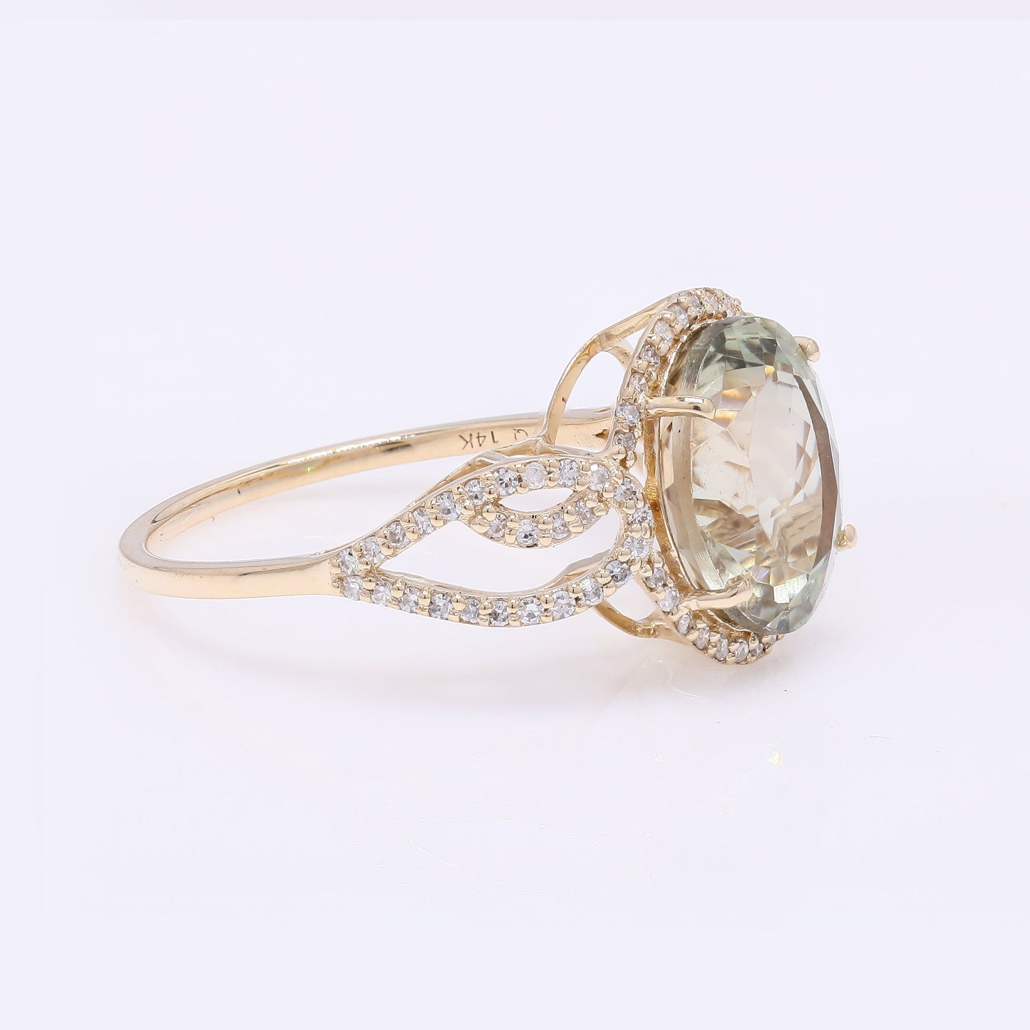 2.77 Ct Oval Mixed Cut Natural Plagioclase Feldspar Sunstone 14K Gold Ring