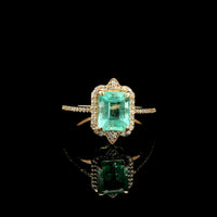 1.76 Ct Octagon Step Cut Natural Emerald 14K Gold Ring
