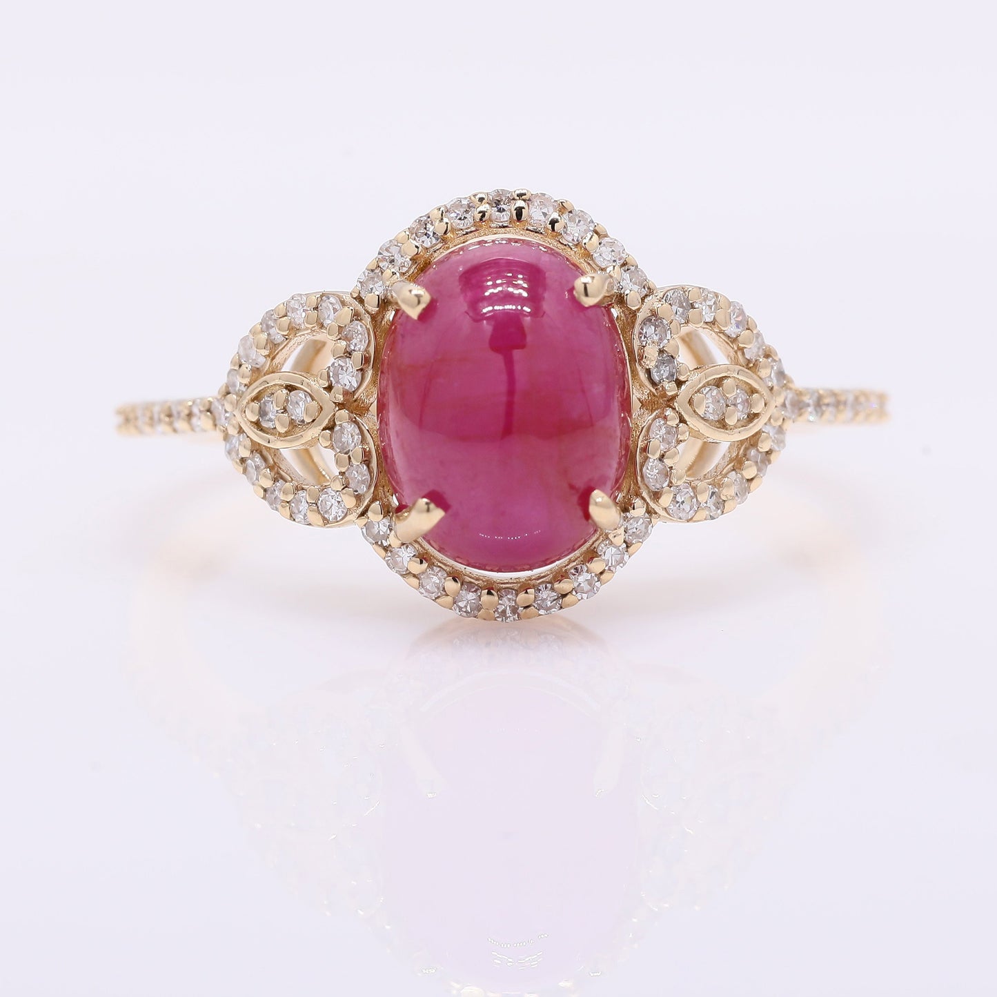 2.85 Ct Oval Mixed Cut Natural Ruby 14K Gold Ring