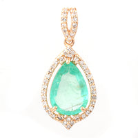 1.75 Ct Pear Mixed Cut Natural Emerald 14K Gold Pendant