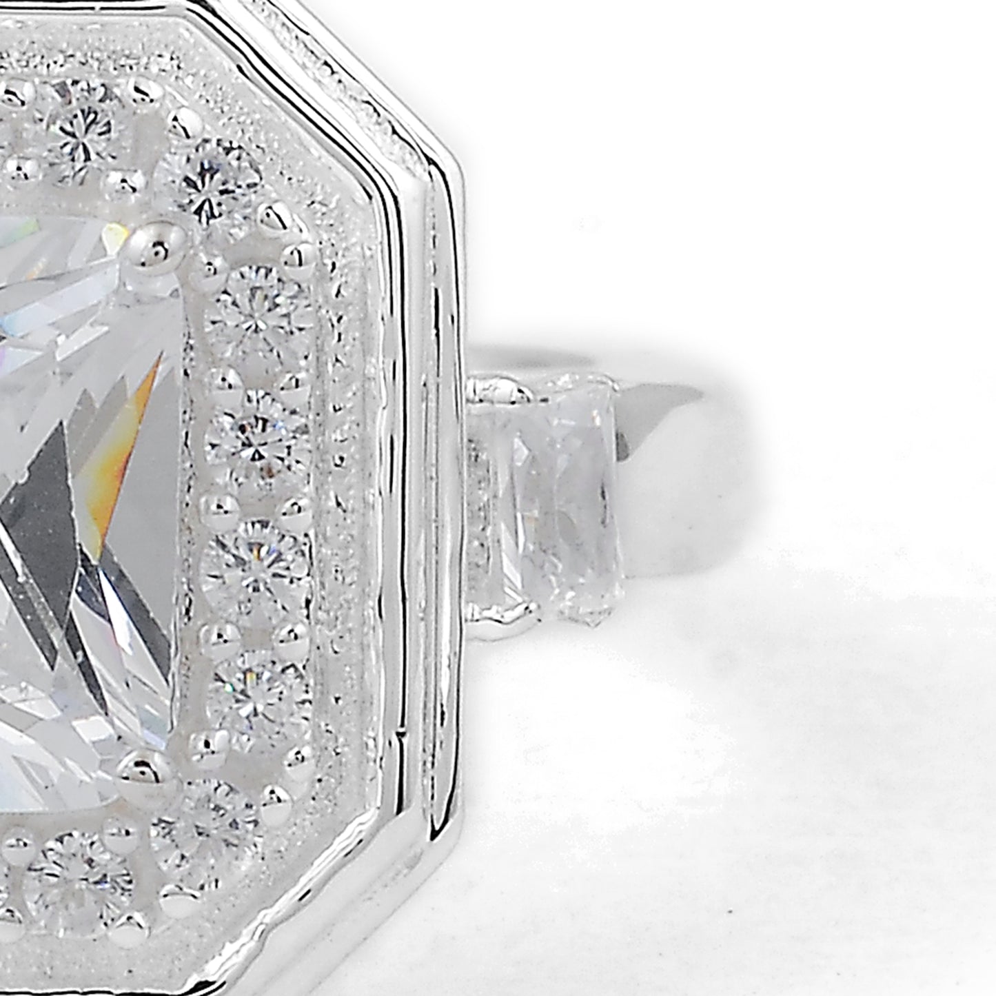 3.40 Ct Octagon Cubic Zirconia 925 Sterling Silver Ring