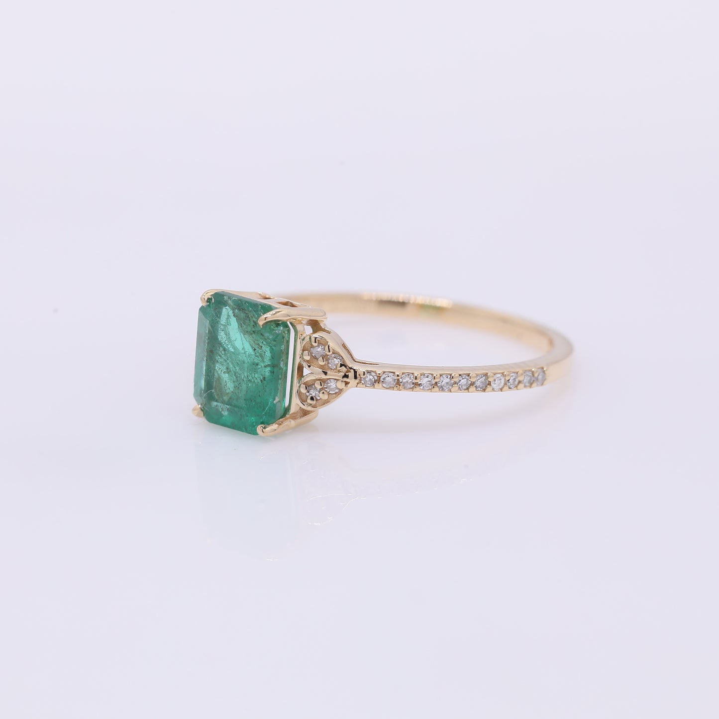1.41 Ct Octagon Step Cut Natural Emerald 14K Gold Ring