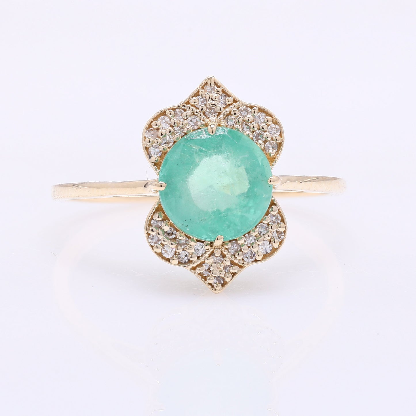 1.78 Ct Round Mixed Cut Natural Emerald 14K Gold Ring