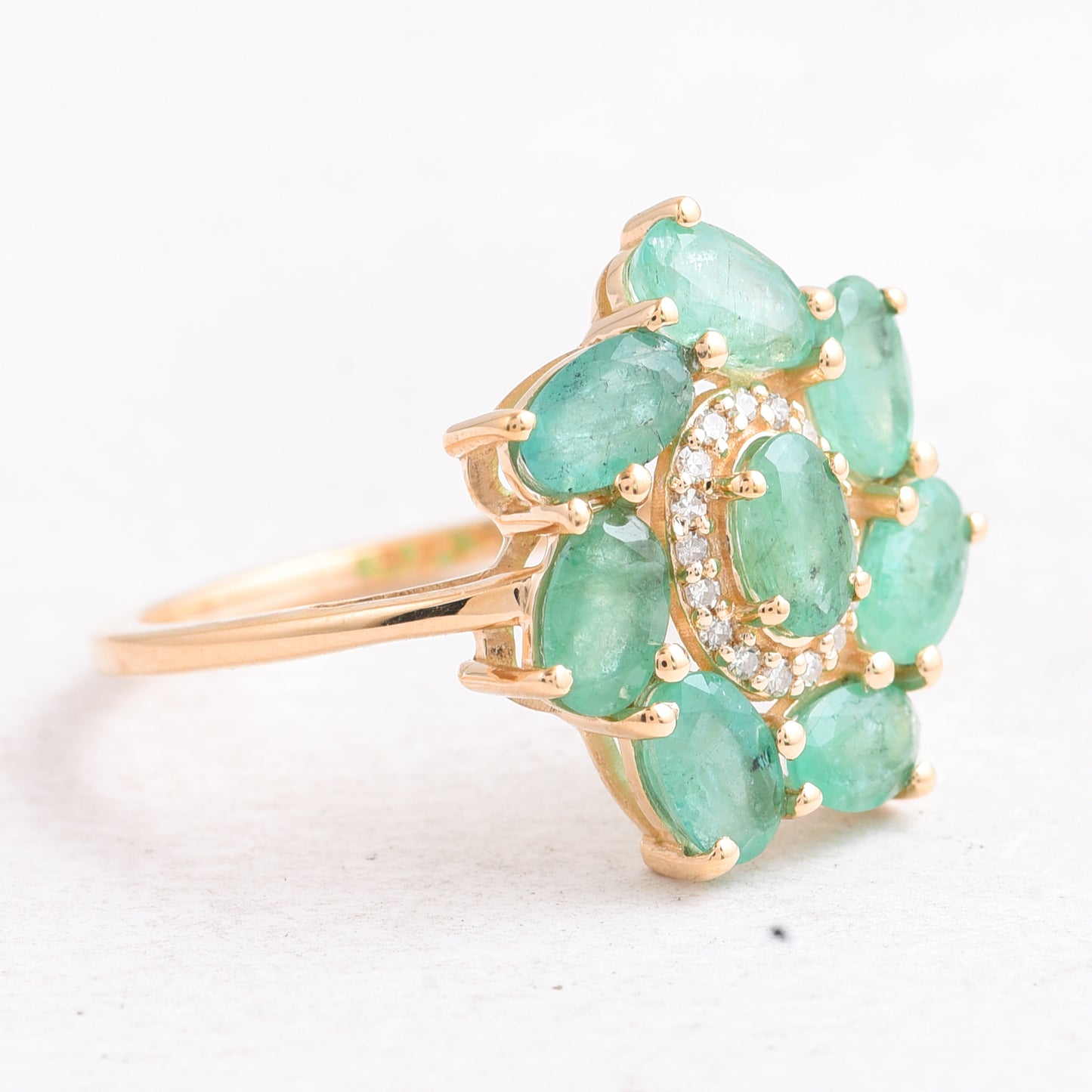 3.01 Ct Oval Mixed Cut Natural Emerald 14K Gold Ring
