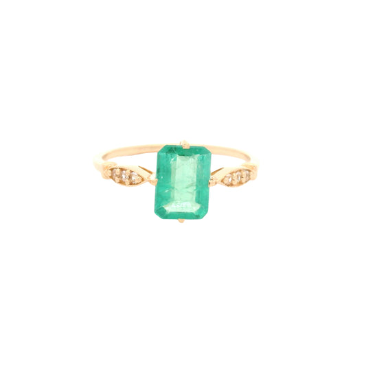 1.11 Ct Octagon Emerald 14K Gold Ring