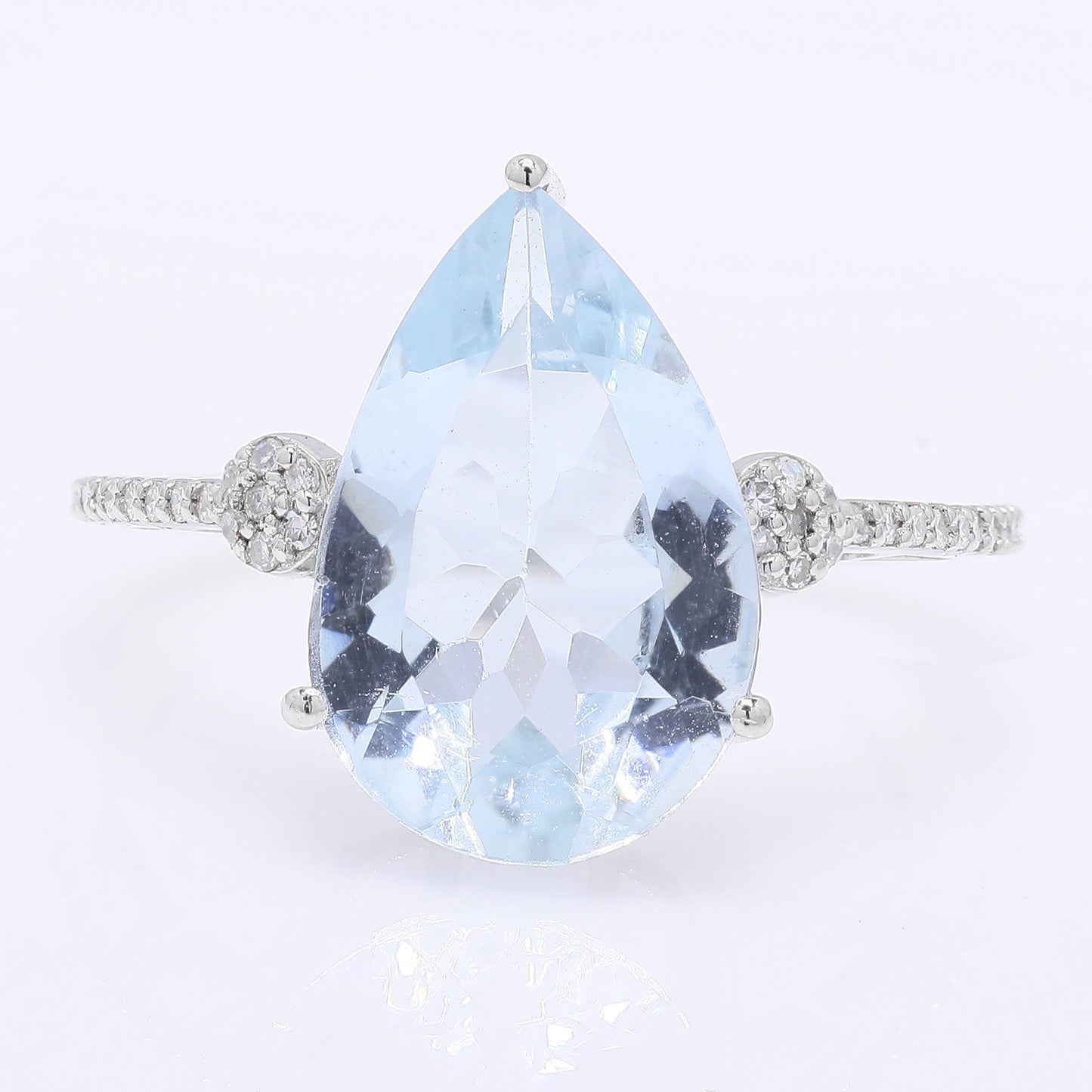 3.94 Ct Pear Mixed Cut Natural Aquamarine 950 Platinum Ring