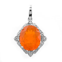 2.72 Ct Oval Mixed Cut Natural Fire Opal 950 Platinum Pendant