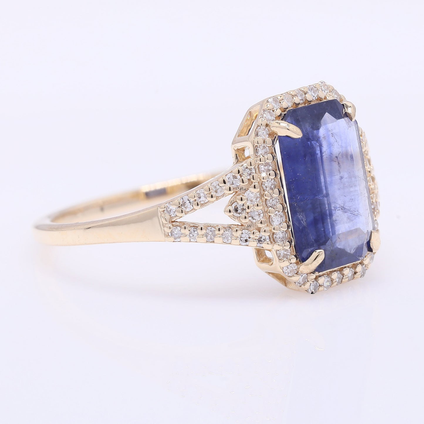 2.29 Ct Octagon Step Cut Natural Sapphire 14K Gold Ring
