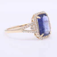 2.29 Ct Octagon Step Cut Natural Sapphire 14K Gold Ring