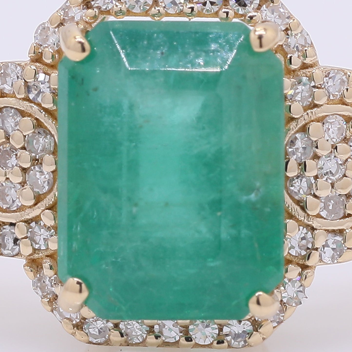 2.48 Ct Octagon Step Cut Natural Emerald 14K Gold Ring