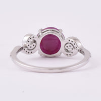 2.99 Ct Round Mixed Cut Natural Ruby 950 Platinum Ring