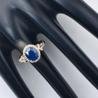 2.43 Ct Oval Mixed Cut Natural Sapphire 14K Gold Ring