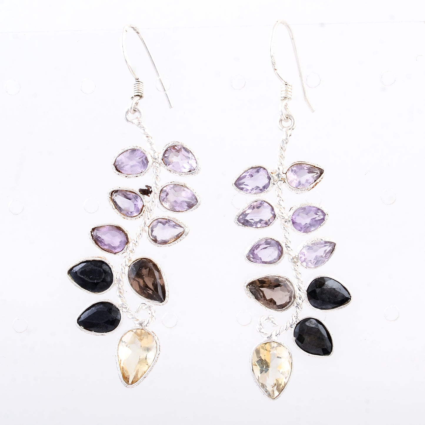 13.80 Ct Citrine, Smoky Quartz 925 Sterling Silver Earrings