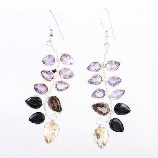 13.80 Ct Citrine, Smoky Quartz 925 Sterling Silver Earrings