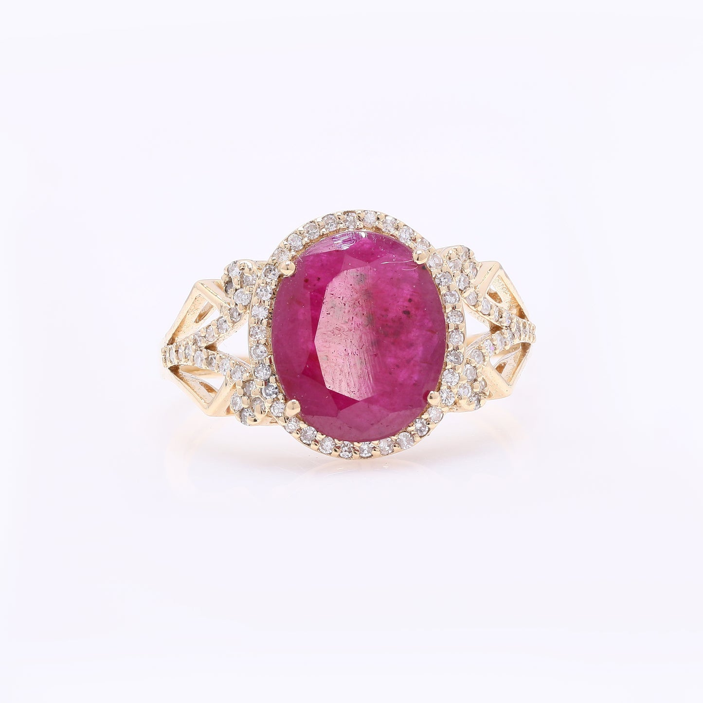 2.91 Ct Oval Mixed Cut Natural Ruby 14K Gold Ring