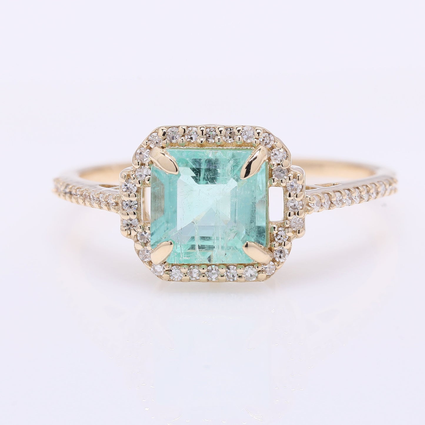1.35 Ct Octagon Step Cut Natural Emerald 14K Gold Ring