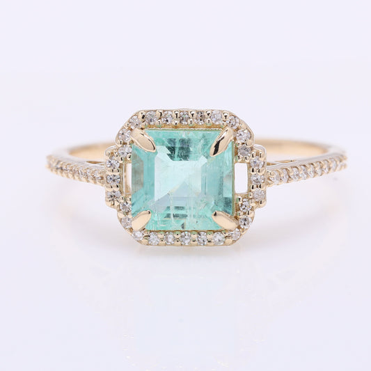 1.35 Ct Octagon Step Cut Natural Emerald 14K Gold Ring