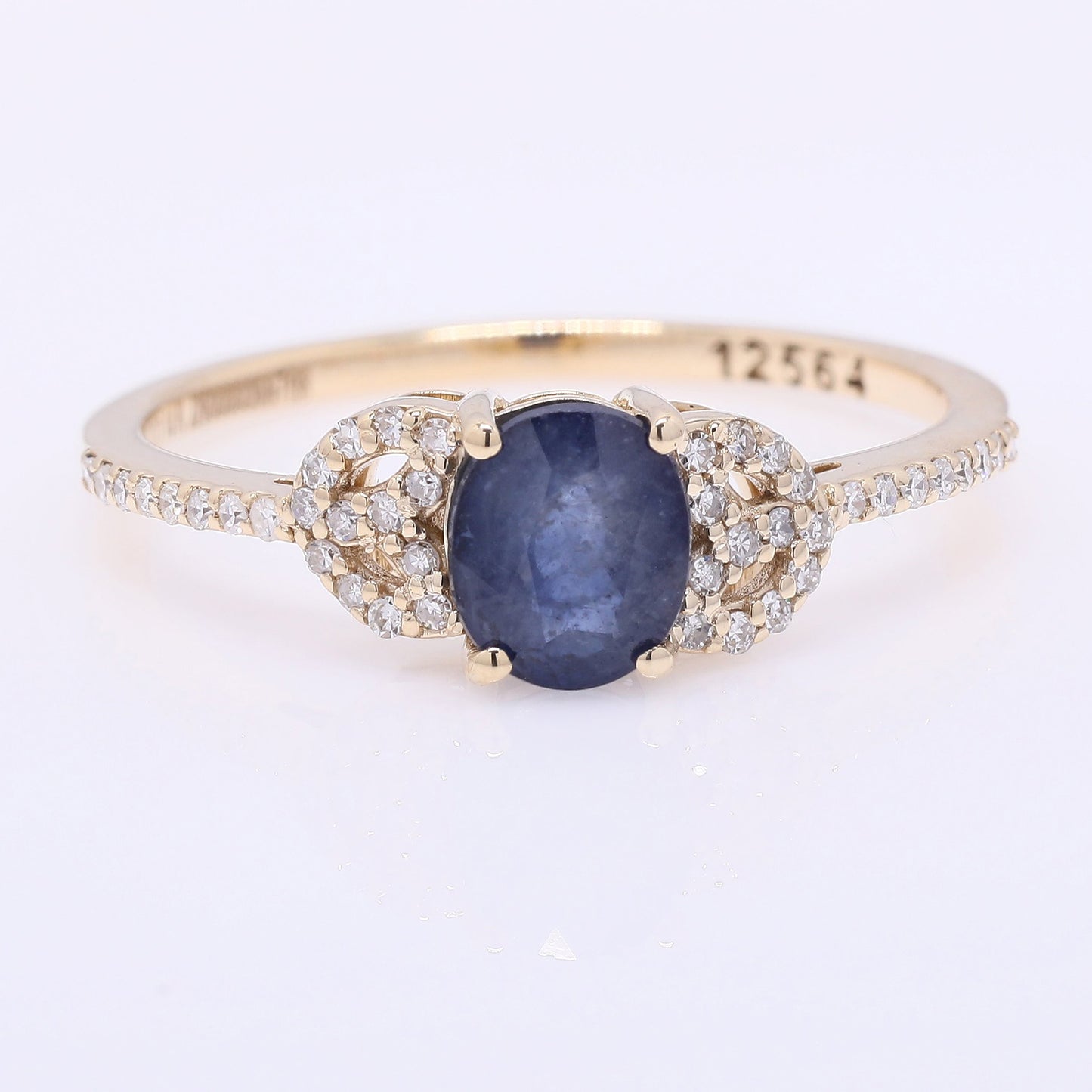 1.18 Ct Oval Mixed Cut Natural Sapphire 14K Gold Ring