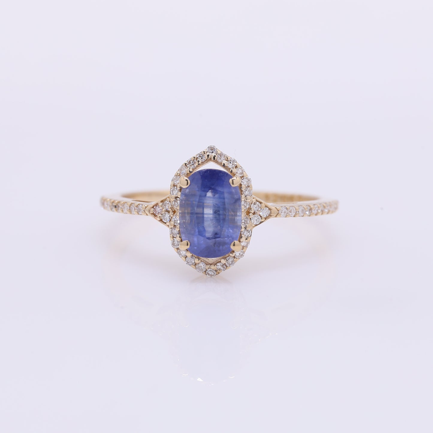 1.77 Ct Cushion Mixed Cut Natural Sapphire 14K Gold Ring