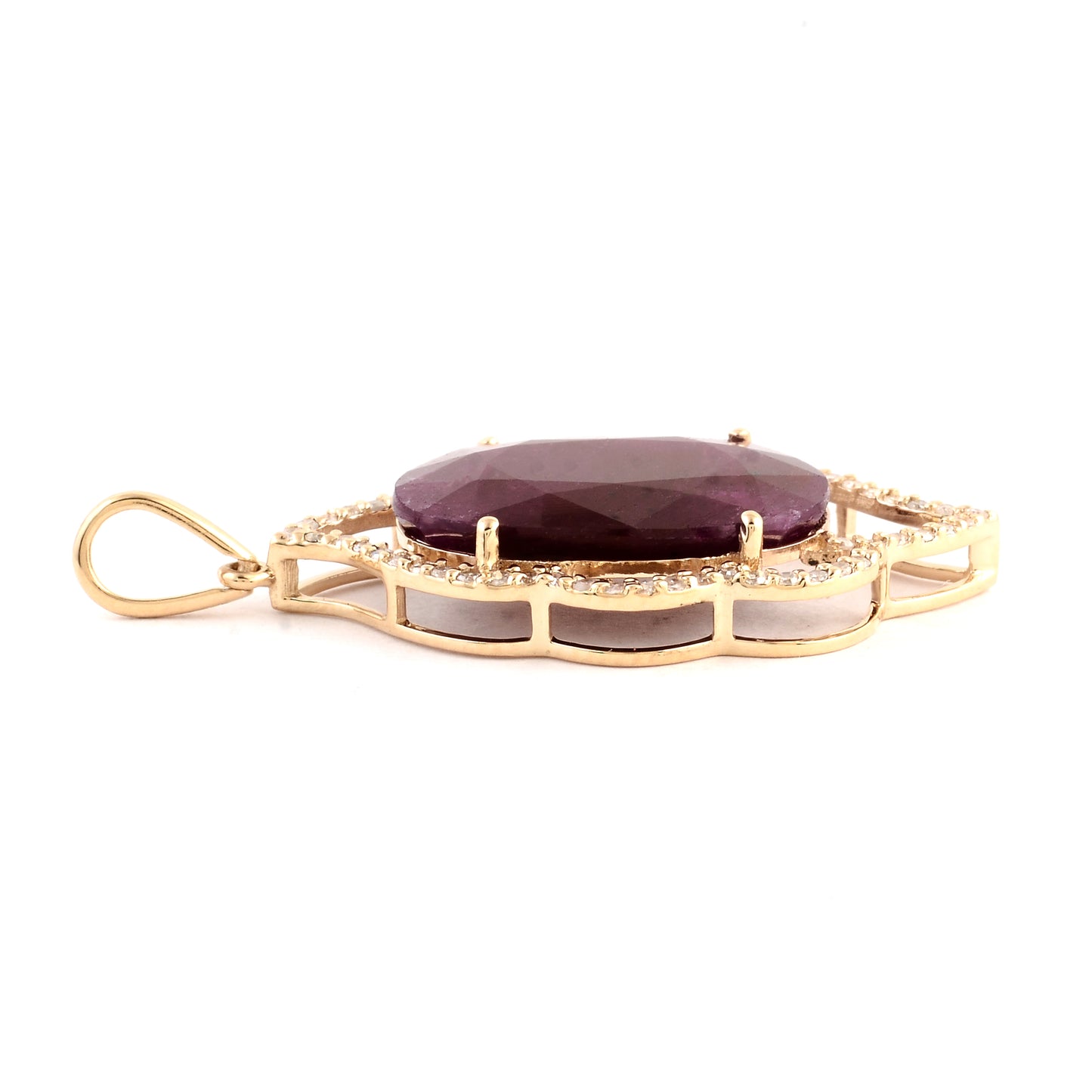 6.69 Ct Oval Mixed Cut Natural Corundum Ruby 14K Gold Pendant