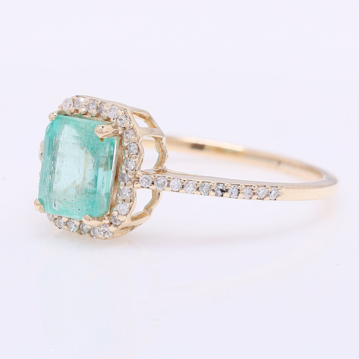 1.29 Ct Octagon Step Cut Natural Emerald 14K Gold Ring