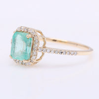 1.29 Ct Octagon Step Cut Natural Emerald 14K Gold Ring