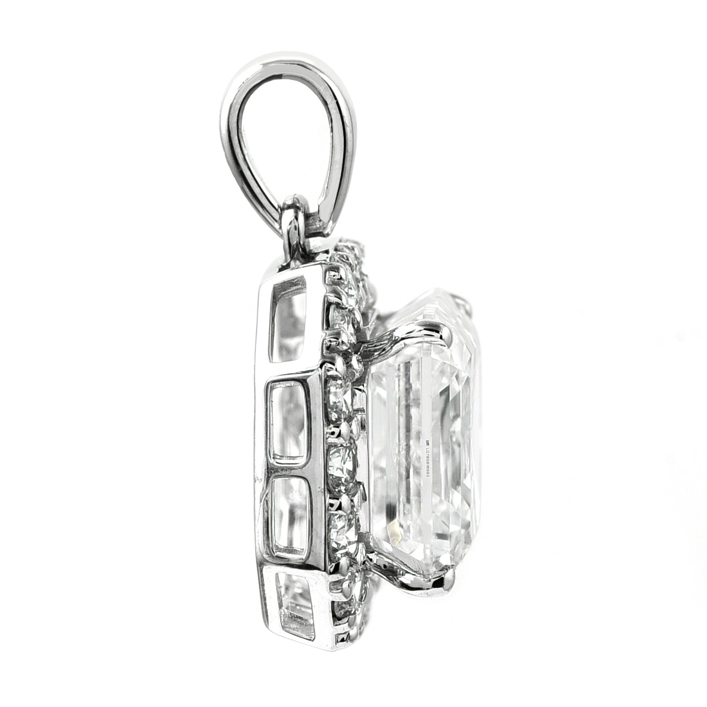 3.47 Ct Square Emerald Cut Lab Grown Diamond 14K Gold Pendant