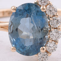 1.47 Ct Oval Natural Aquamarine 14K Gold Ring