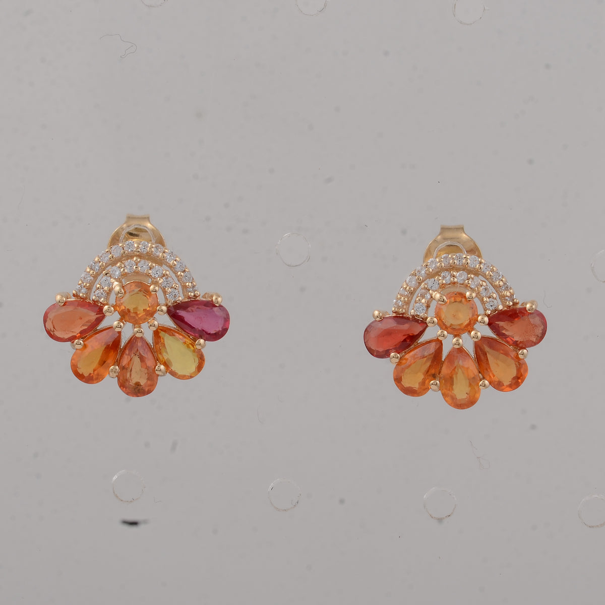 2.85 Ct Pear Multi Sapphire 14K Gold Earrings