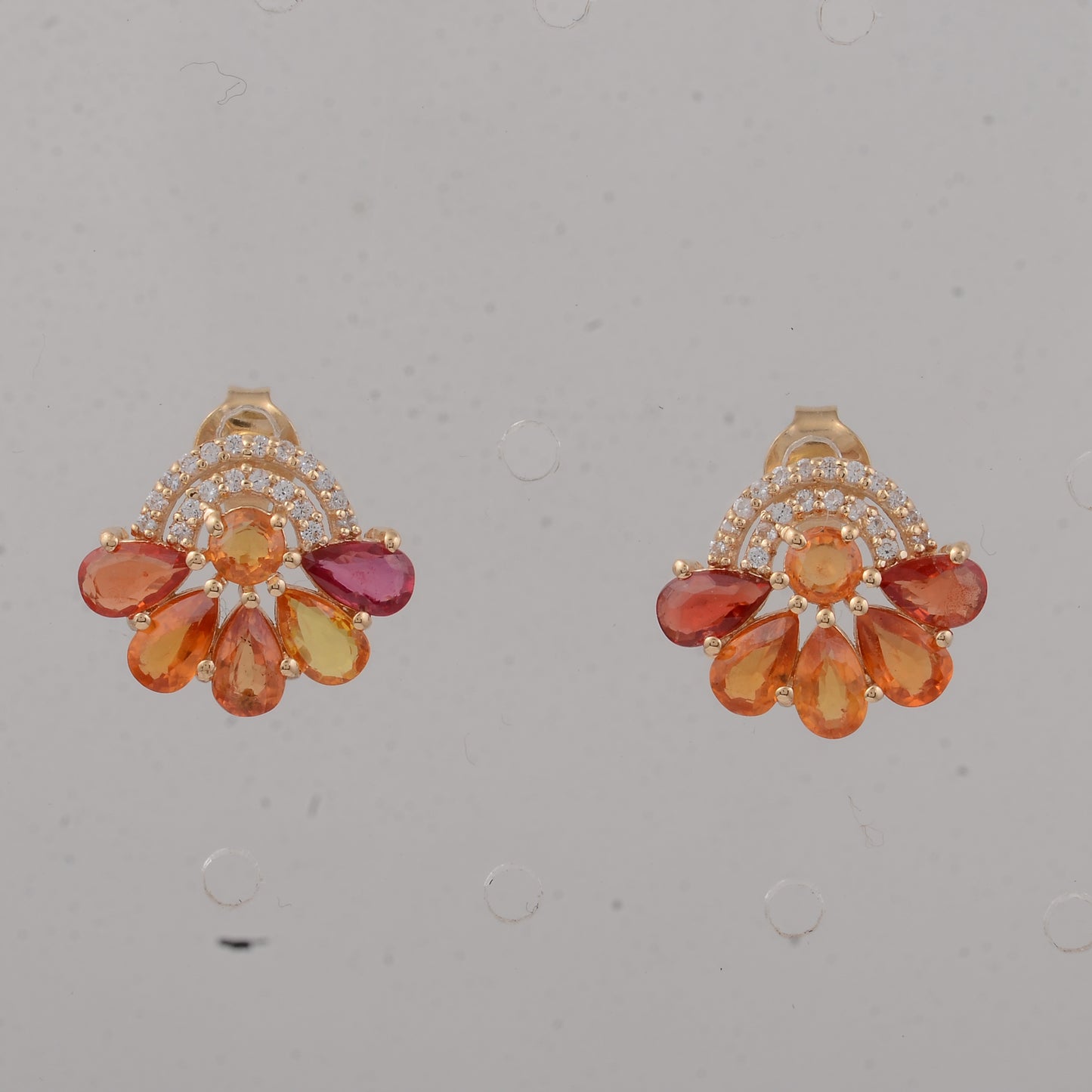 2.85 Ct Pear Multi Sapphire 14K Gold Earrings