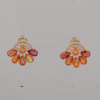 2.85 Ct Pear Multi Sapphire 14K Gold Earrings