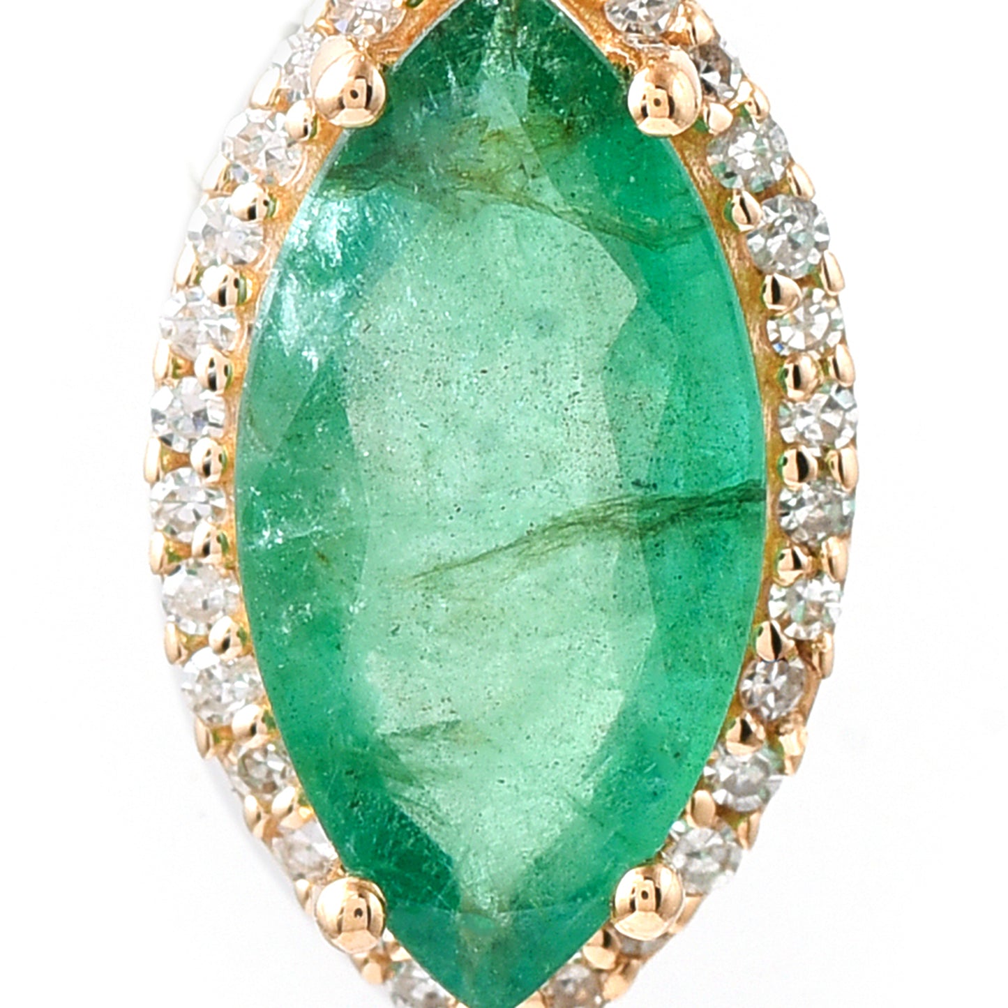 1.61 Ct Marquise Mixed Cut Natural Emerald 14K Gold Pendant