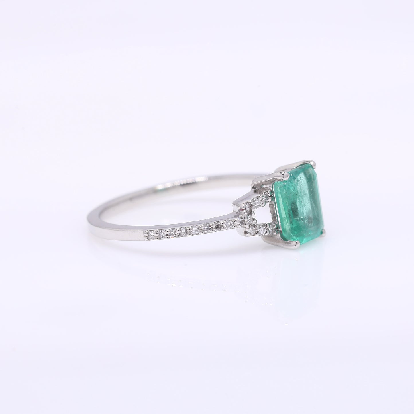 1.14 Ct Octagon Step Cut Natural Emerald 950 Platinum Ring