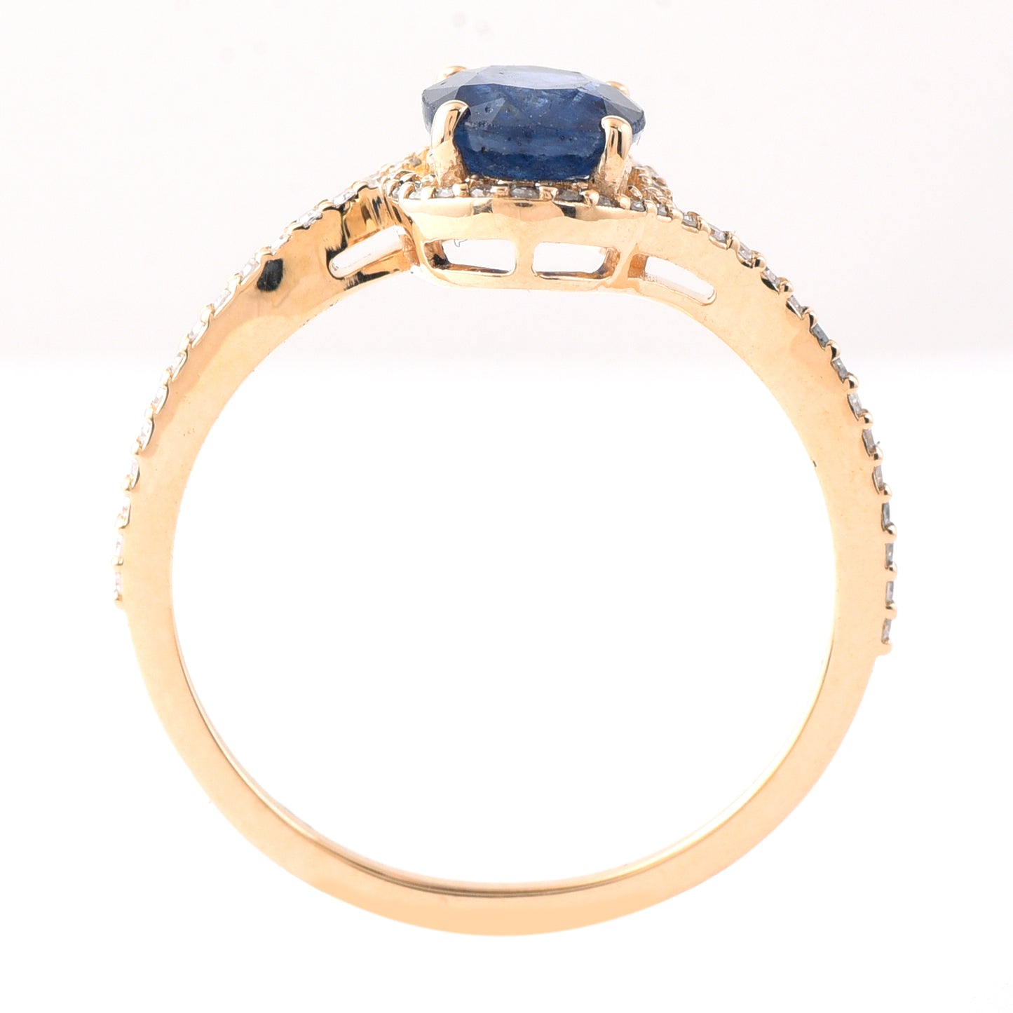1.63 Ct Oval Mixed Cut Natural Sapphire 14K Gold Ring