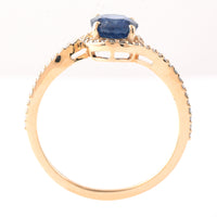 1.63 Ct Oval Mixed Cut Natural Sapphire 14K Gold Ring