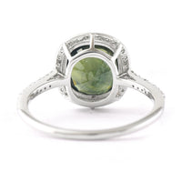 3.69 Ct Cushion Mixed Cut Natural Green Sapphire 950 Platinum Ring
