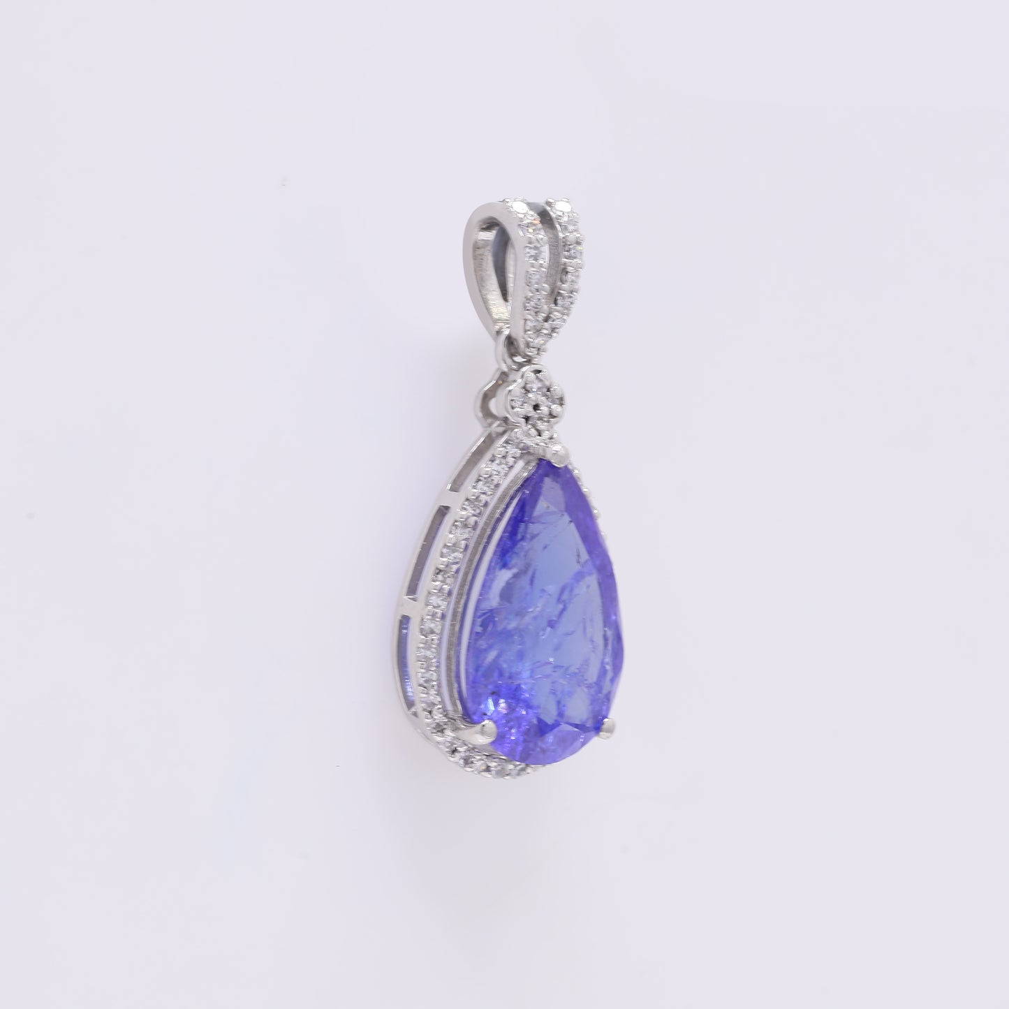 3.31 Ct Pear Mixed Cut Natural Tanzanite 950 Platinum Pendant