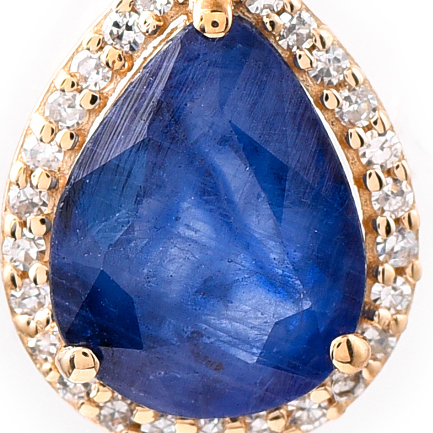 1.79 Ct Pear Mixed Cut Natural Sapphire 14K Gold Pendant